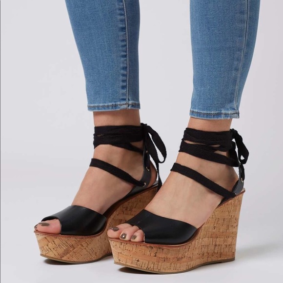 Topshop Shoes - TOPSHOP “wise” ankle strap platform wedge